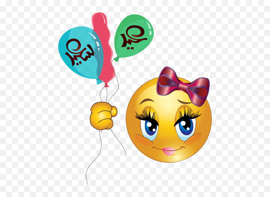 Girl Balloons Feast Smiley Emoticon - Smiley Halloween Face Emoji,Girl With Gun Emoticon