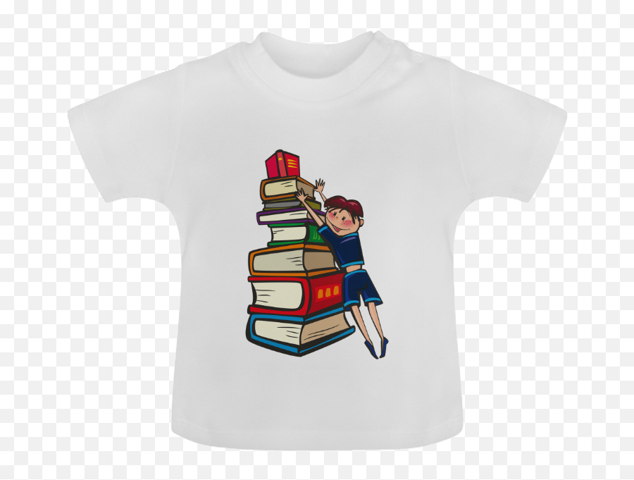 School Book Book Stack Boy Baby Classic T - Shirt Model T30 Id D389362 Fictional Character Emoji,Can Custom Emoticons Be Used In Escargot