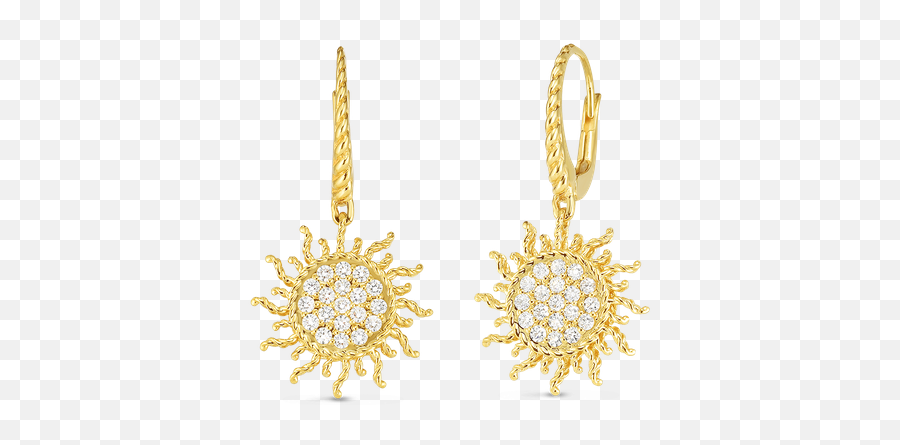 Roberto Coin 18kt Gold Diamond Sun - Gold Sun Earring Diamond Emoji,Emoji Earrings