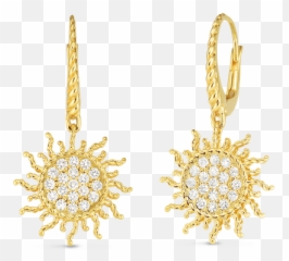 Roberto Coin 18kt Gold Diamond Sun - Gold Sun Earring Diamond Emoji,Emoji Earrings