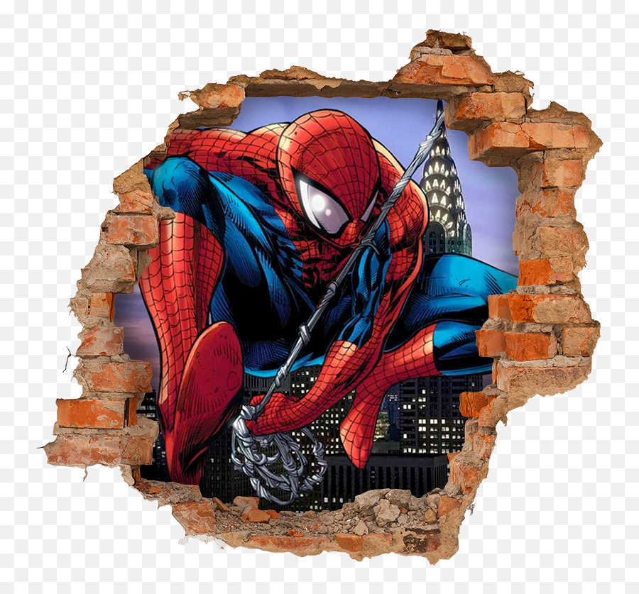 Spiderman Through The Wall Visual Effects Wall Sticker Emoji,Spiderman's Emotions