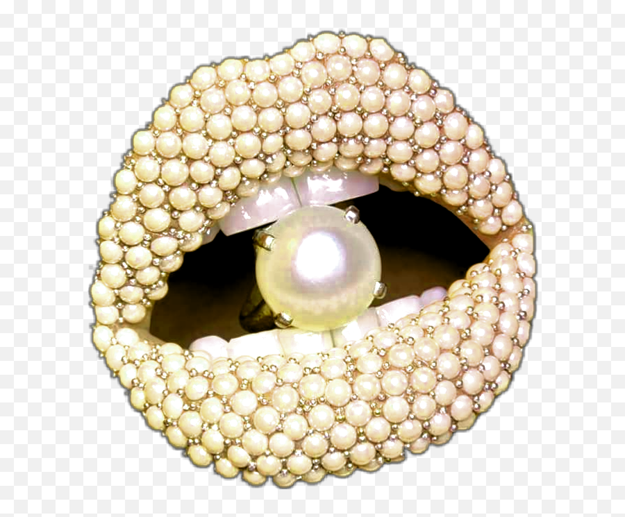 Yellow Lips Mouth Pearl Sticker - Pearl Lips Emoji,Pearls Emoji