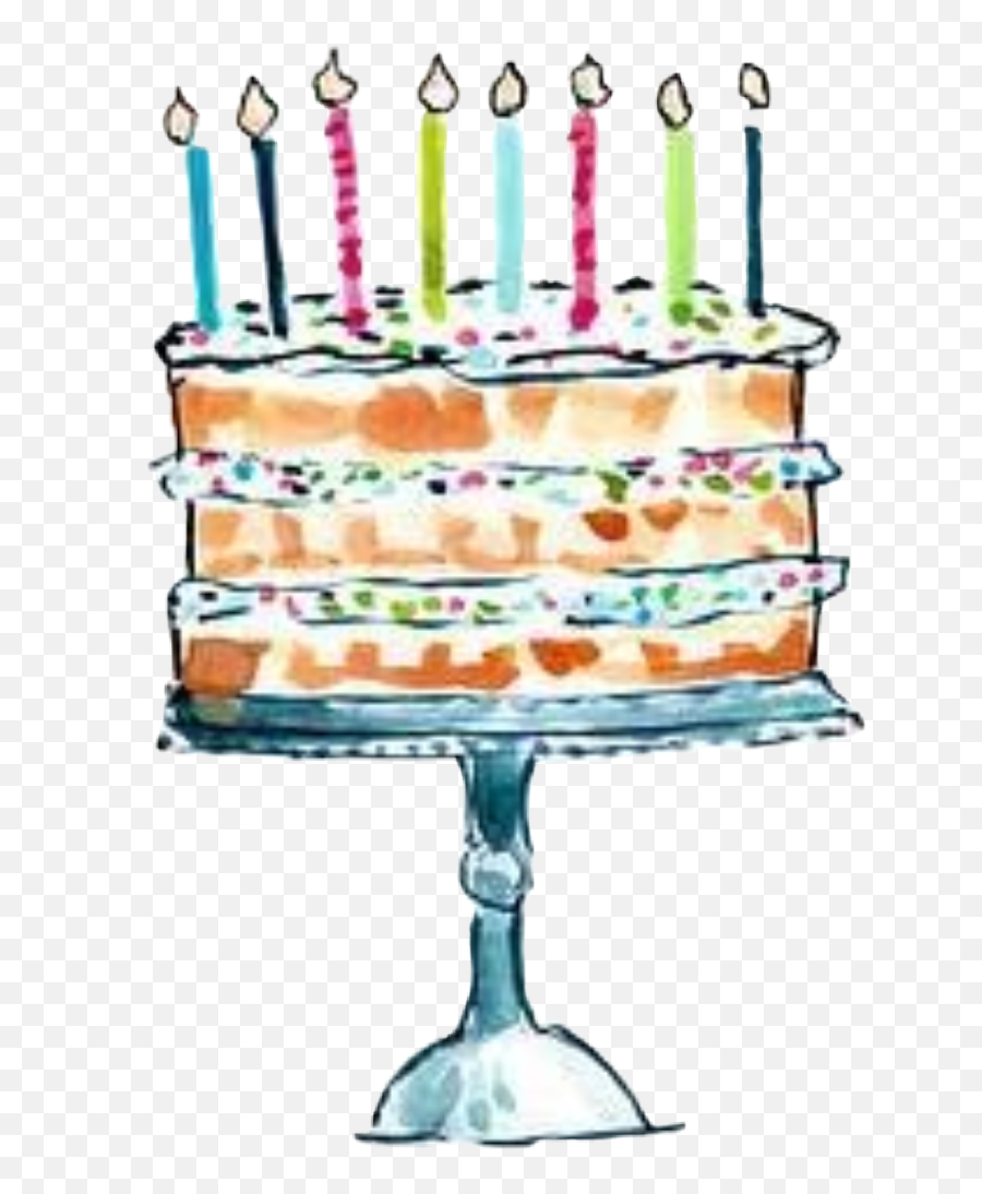 Watercolor Cake Candles Sticker By Stephanie - Transparent Watercolor Birthday Cake Emoji,Cake Emoji Png