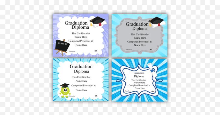 Free Printable Preschool Graduation Certificate Templates - Pre School Graduation Certificate Template Emoji,Preschool Printable Emotion Chart