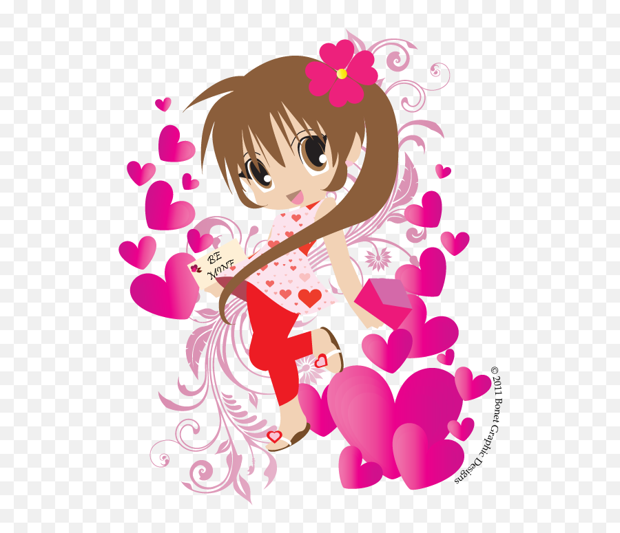 Anime Chibi Valentine Girl - Chibi Valentine Girl Emoji,Love Emotion Chibi