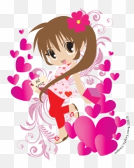 Anime Chibi Valentine Girl - Chibi Valentine Girl Emoji,Love Emotion Chibi