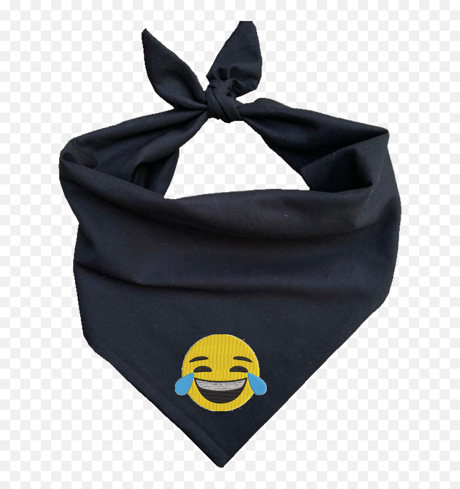 Laughing Emoji Embroidered Pet Bandana - Solid,Emoticon With Gray Hair