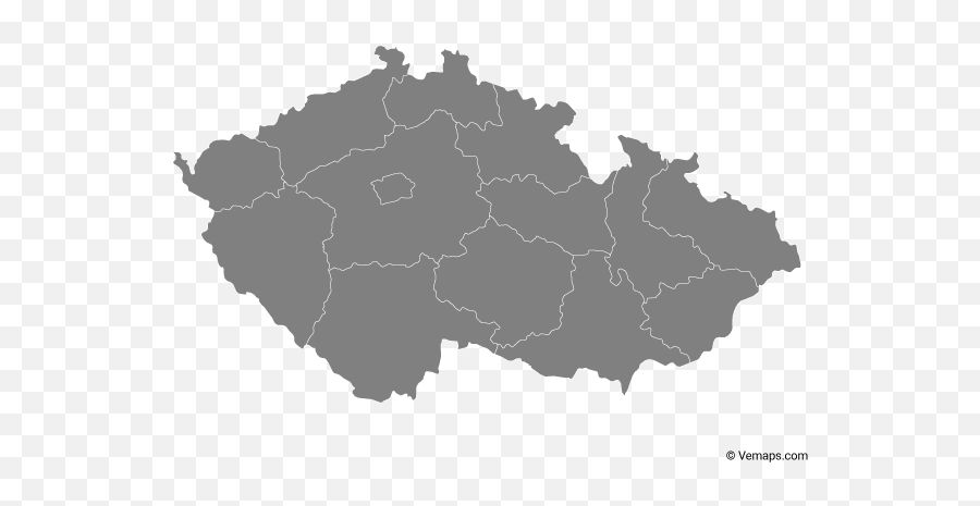 Grey Map Of Czech Republic With Regions Free Vector Maps - Czech Republic Map Vector Emoji,Republic Wireless Emojis