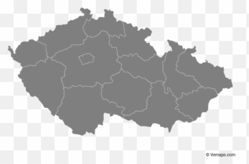 Grey Map Of Czech Republic With Regions Free Vector Maps - Czech Republic Map Vector Emoji,Republic Wireless Emojis
