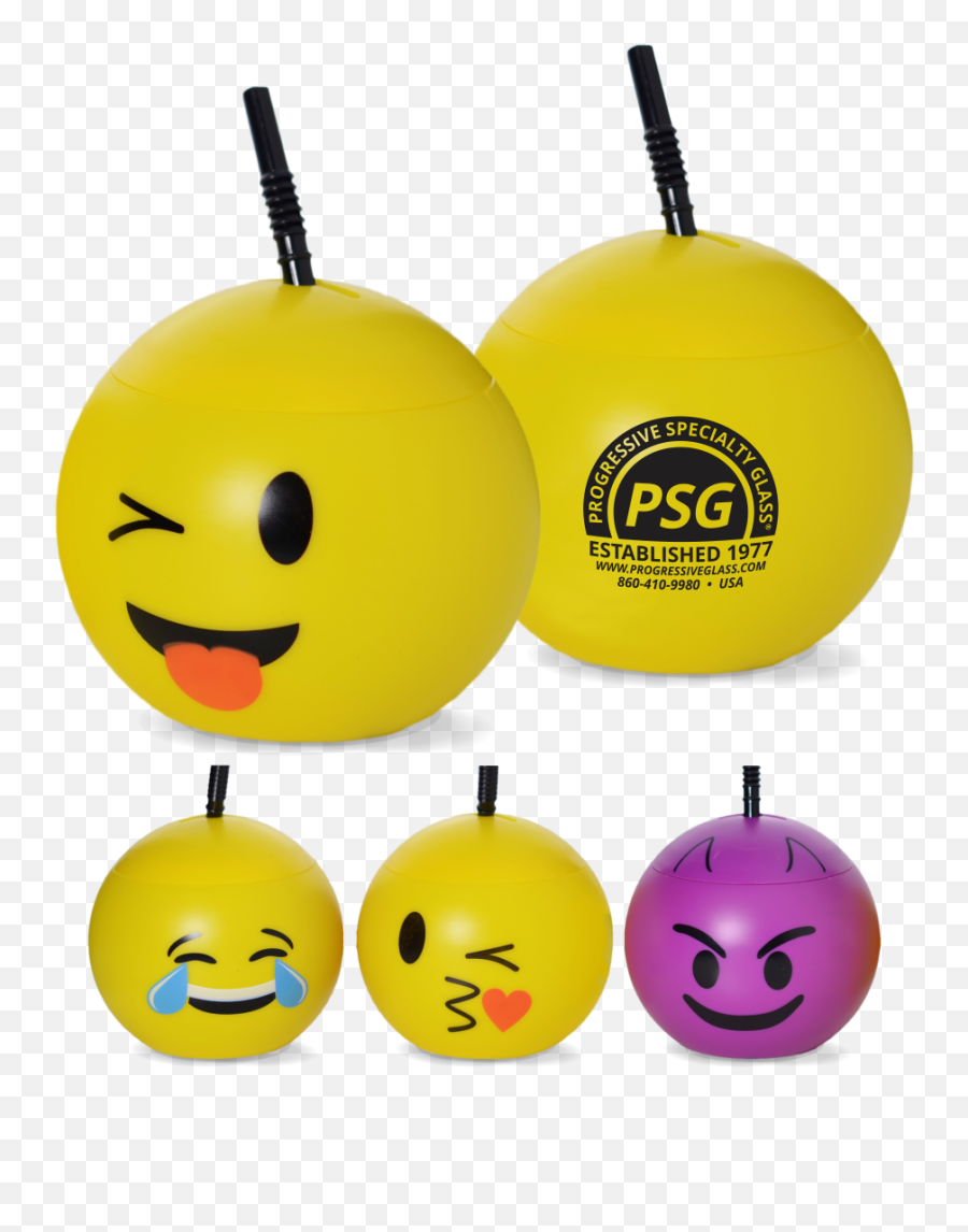 32oz Plastic Emoji Balls - Happy,Sunglass Emoji