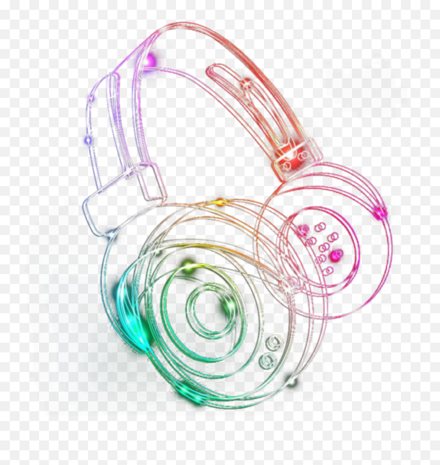 Mq Neon Music Earphones Sticker - Neon Headphones With Transparent Background Emoji,Emoji Earphones