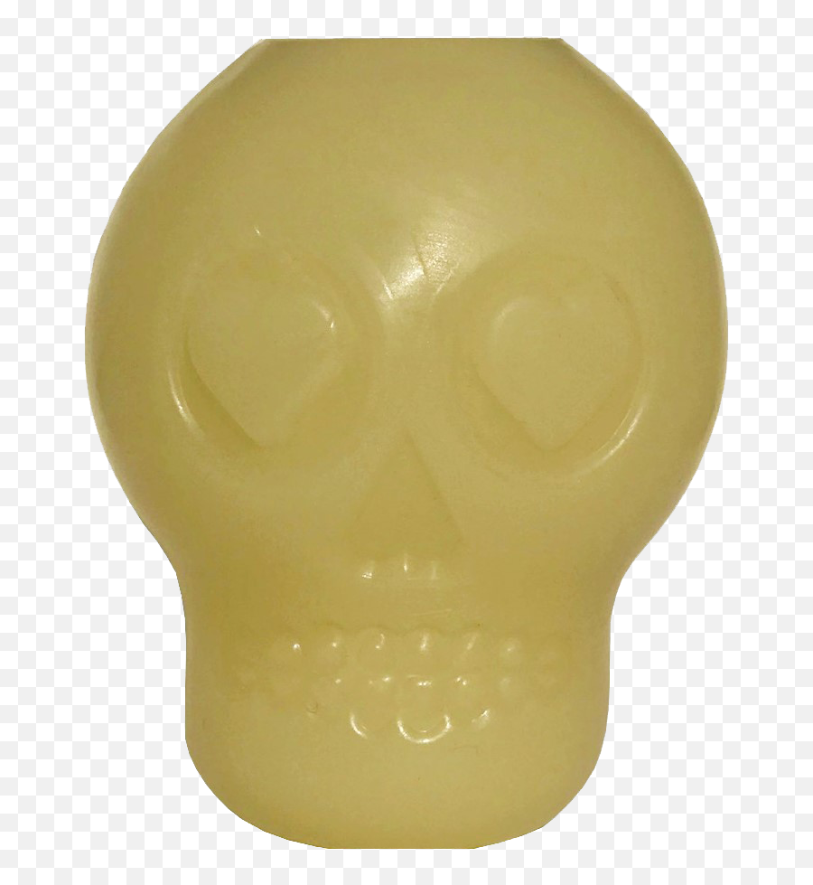 Mkb Glow In The Dark Sugar Skull Chew Toy U0026 Treat Dispenser - Medium Translucent Emoji,Skull Bones Emoticon