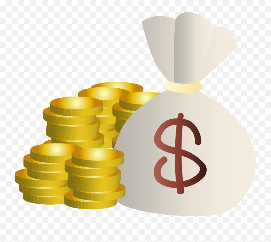 Money Bag Of Dollars And Stacks Of Gold Coins Clipart Free - Solid Emoji,Money Bag Emoji Png