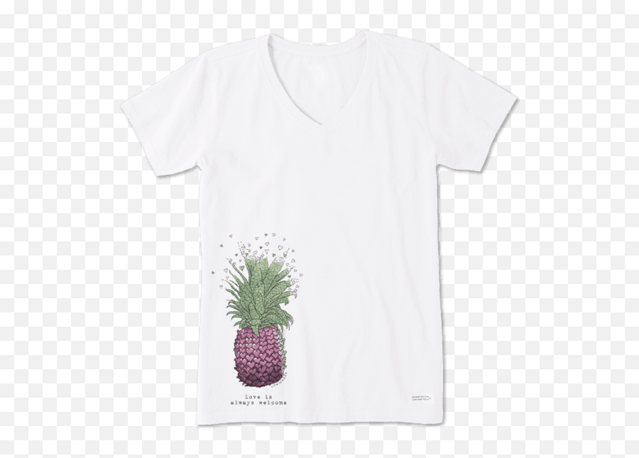 Sale Womens Pineapple Love Crusher Vee - Short Sleeve Emoji,Pineapple Emoji Hat