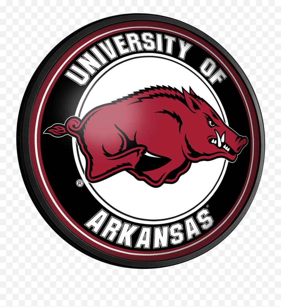 Razorback Round Slim Line Lighted Wall - Arkansas Razorbacks Emoji,How Do I Make An Arkansas Razorbazk Emoticon