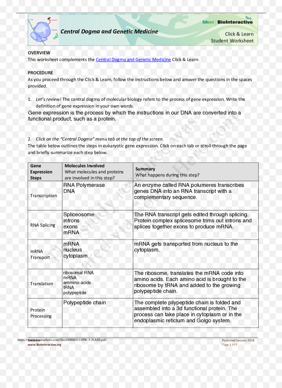 Central Dogma And Genetic Medicine Student Overview - Central Dogma And Genetic Medicine Answer Key Emoji,How Emotions Affect The Body Worksheet