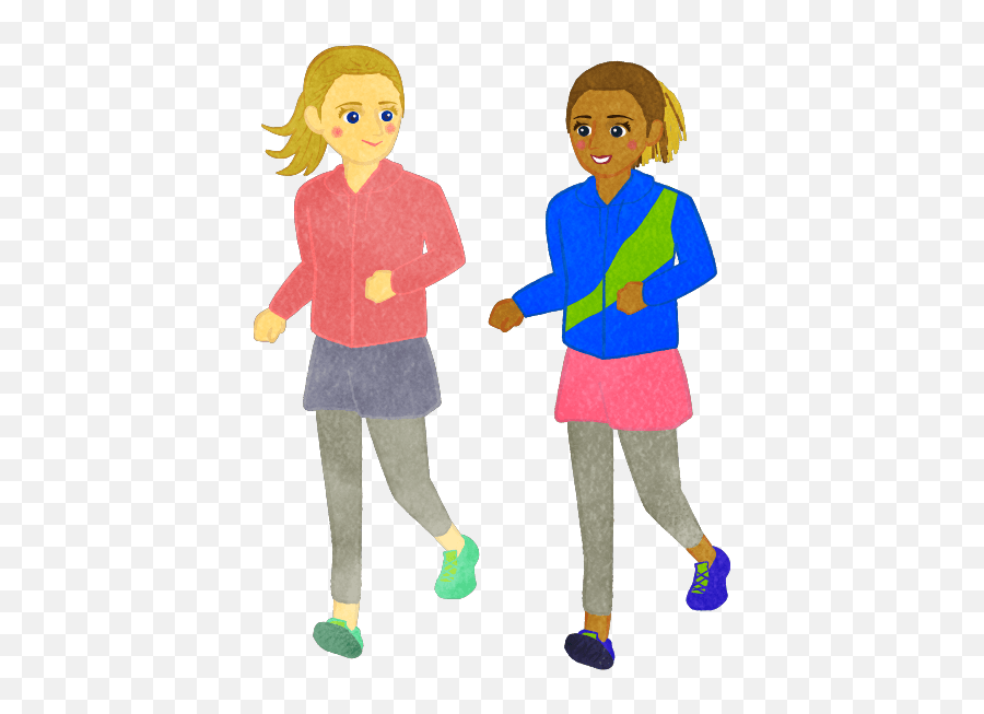 Two Girls Running With Running Gears - Cute2u A Free Cute Two Girls Running Cartoon Transparent Emoji,Girl Run Emoji