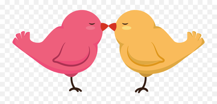 Pink And Yellow Birds Kiss Clipart Free Download - Happy Emoji,Emojis Para Coquetear
