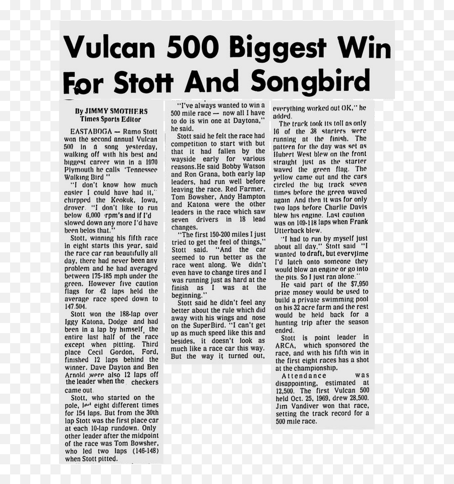 June 14 1970 - Ramo Stott Wins At Talladega Racersreunion Jabatan Audit Negara Emoji,Vulcan Emoji