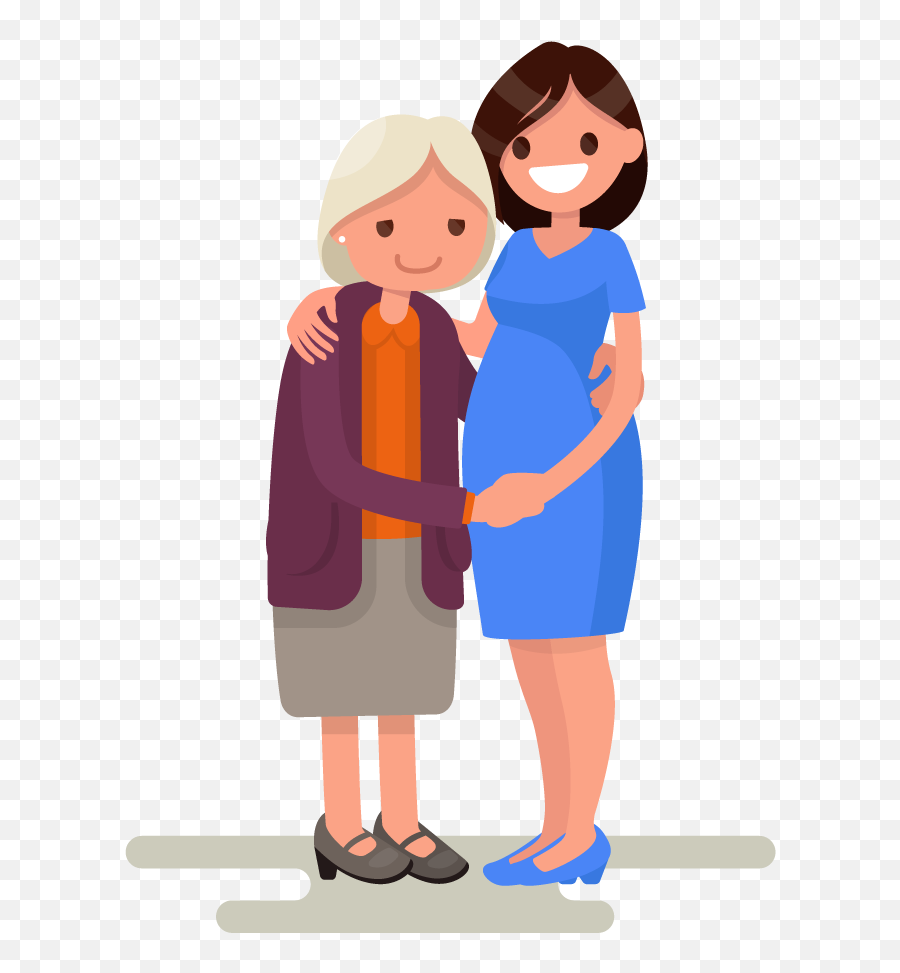 Elderly Mother Daughter Cartoon Png - Mother And Daughter As Cartoon Emoji,Mom And Daughter Emoji Clear Background