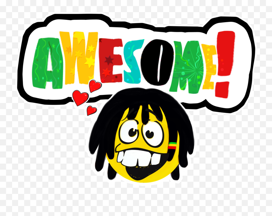 Awesome Nocopyplease Awesome Sticker - Happy Emoji,Emoji With Dreads