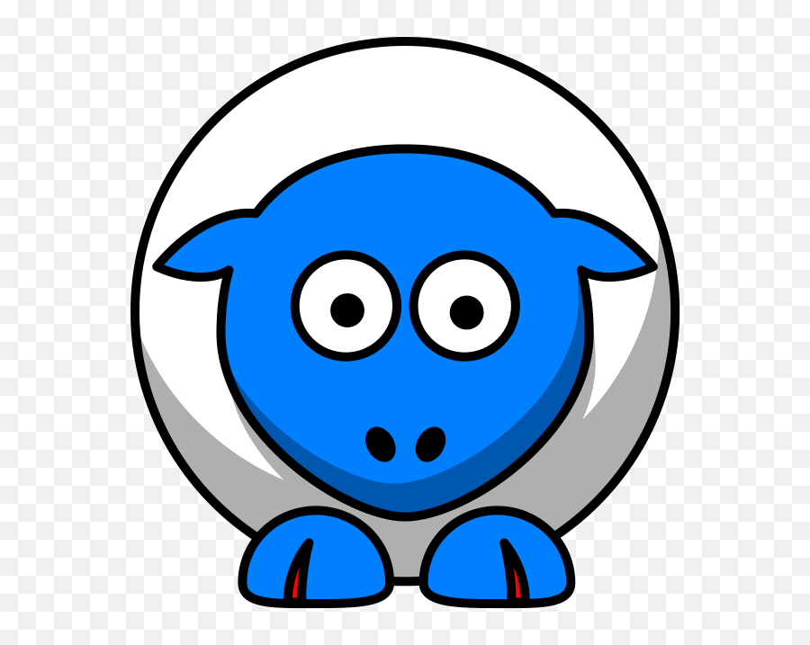 Sheep Looking Straight White With Bright Blue Face And Red Emoji,Strait Face Emoticon