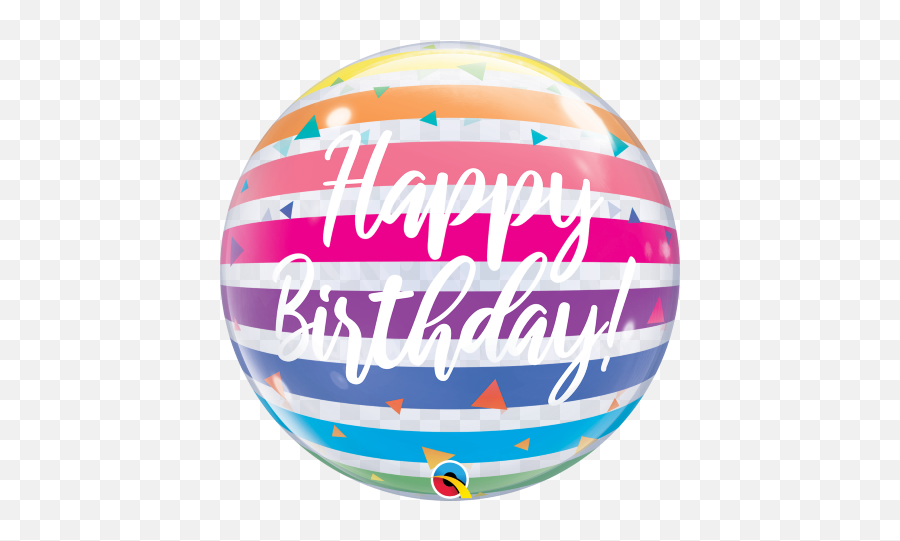 Happy Birthday Balloon - Bright Rainbow Balao Bubble De Arco Iris Emoji,Flag Cup Wine Cake Emoji