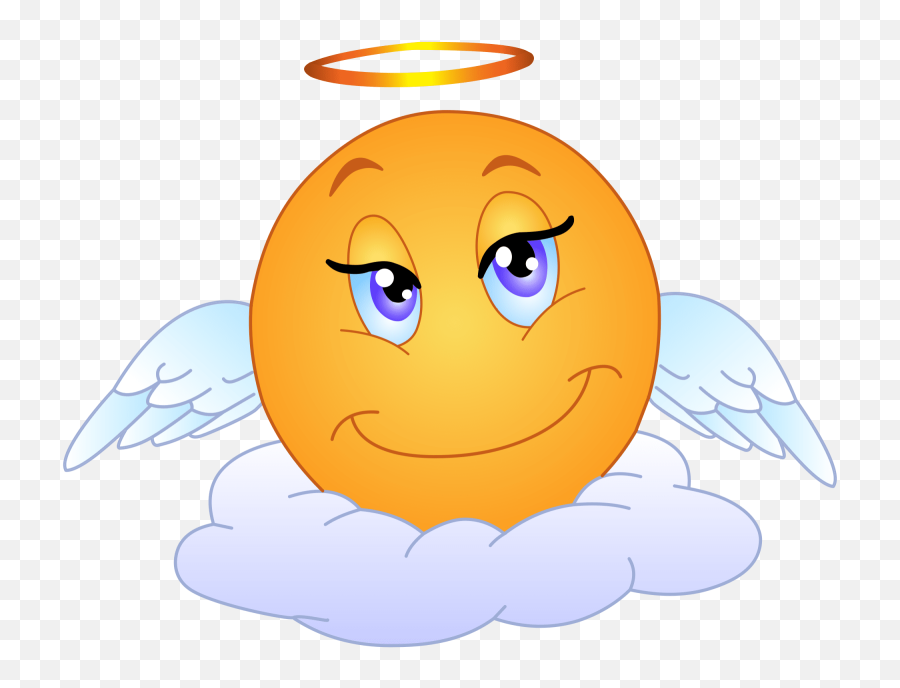 Angelic Smiley U2013 Free Svg Clipart - Emoticon Halo Emoji,Sillouette Emoji