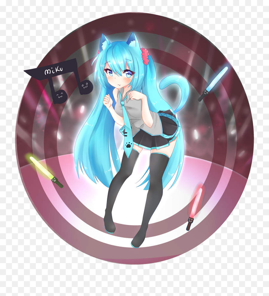 Neko Miku - Fictional Character Emoji,Miku Miku Dance Emotion Run