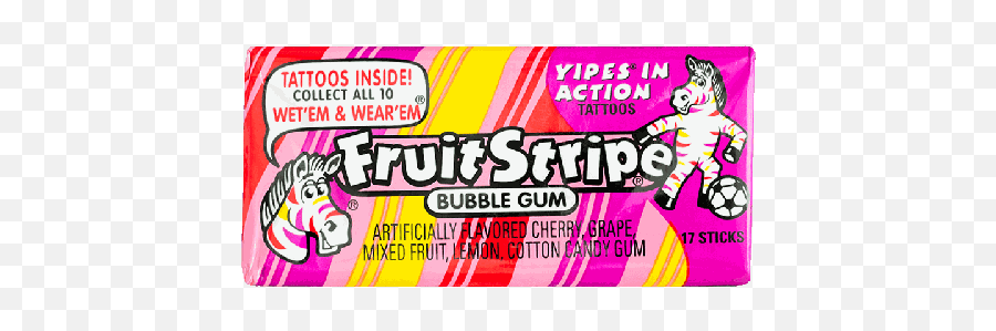 Ferrera Fruit Stripe Bubble Gum 17pc 1218oz - Fruit Stripe Gum Zebra Emoji,Scroll Bubble Emoji