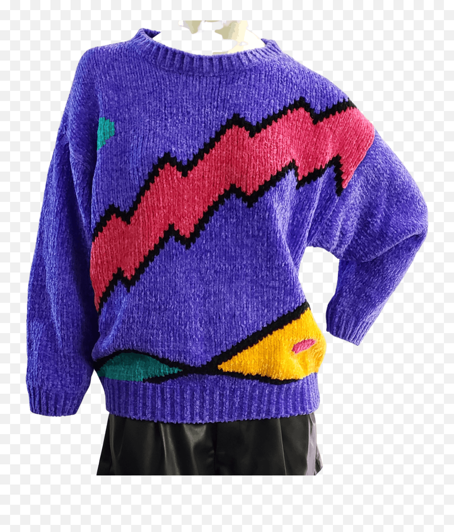 Velour Colorblock Sweater Emoji,Mixed Emotions Multi Colored Sweater