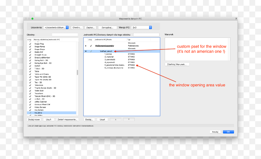 Ifc Data Mapping Between Custom Psets - Vertical Emoji,Emojis Vectorworks Names