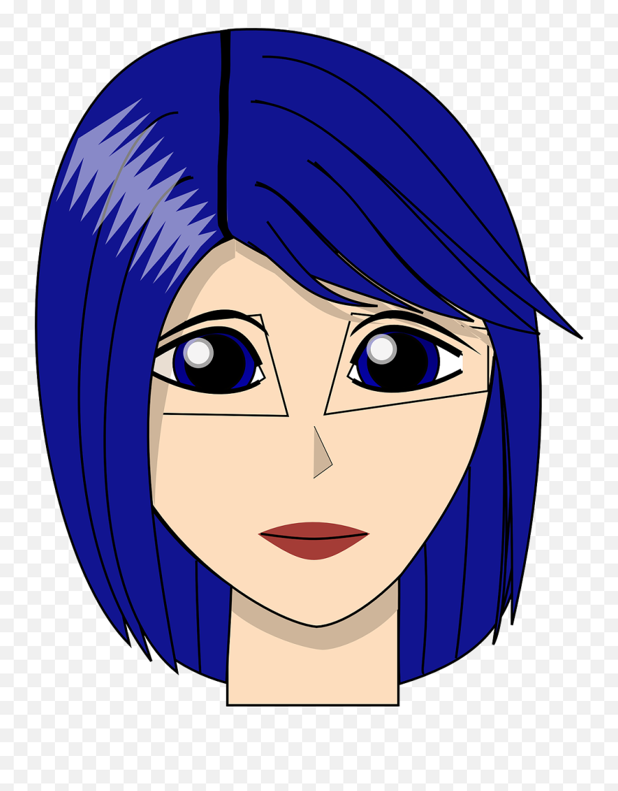 Girl Face Head Blue Hair Eyes Png Picpng Emoji,Woman Student Emoji Png