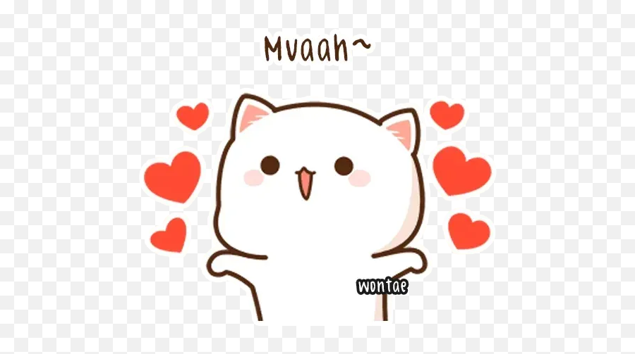 Mochi Mochi Peach Cat Sticker Pack - Stickers Cloud Emoji,Emoticon Cat Kiss Heart Meaning