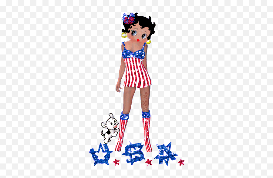 Usa - Betty Boop Emoji,4th Of July Emoticon Gif