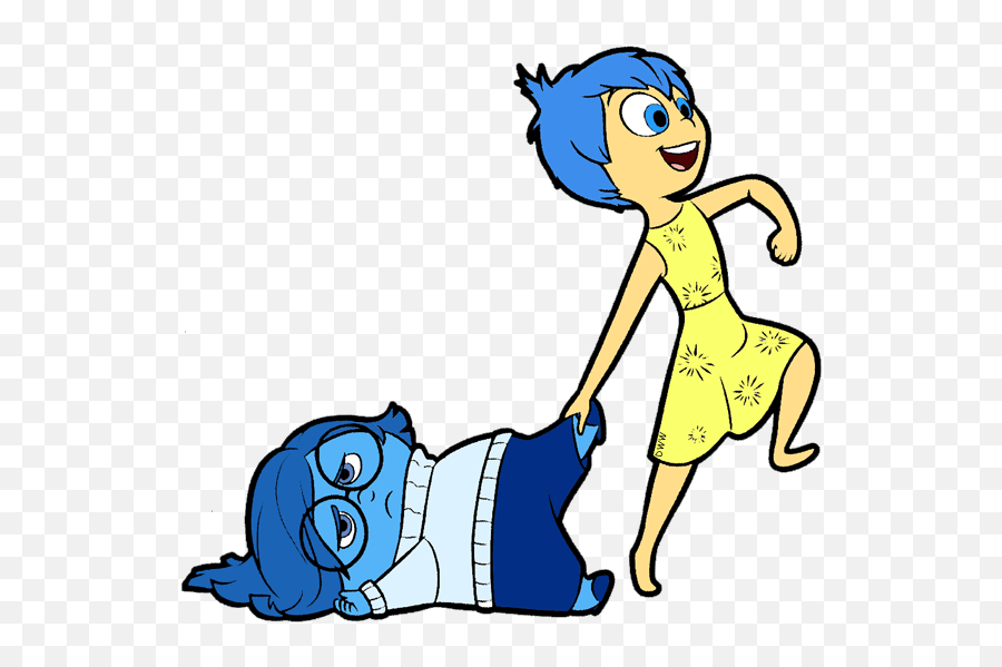 Joy Dragging Sadness By The Leg - Cartoon Clipart Full Emoji,Dragging And Screaming Emoji