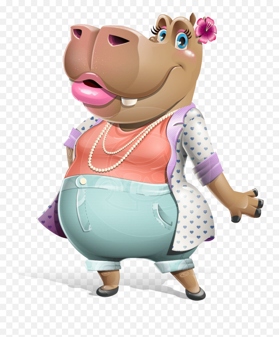 Female Hippo Cartoon Character Graphicmama Emoji,Emotion Board Cartoon