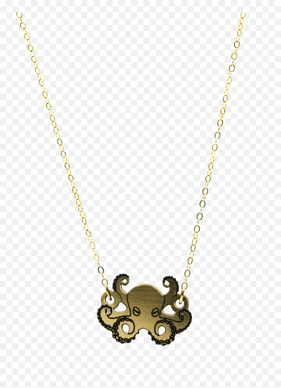 Octopus Necklace In Goldblack - Solid Emoji,Emoji Necklaces