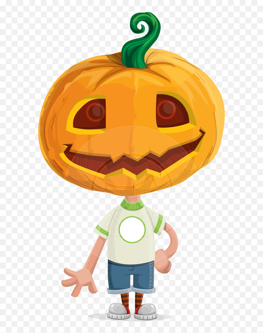 Cute Halloween Kid With Pumpkin Cartoon Vector Character Graphicmama - Pumpkin Kid Emoji,Pumpkin Emotion Faces
