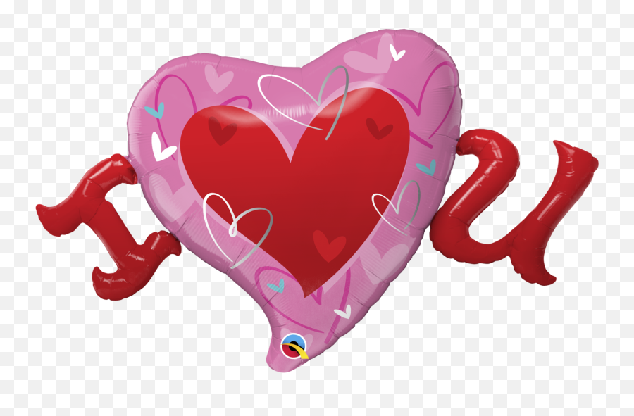 I Heart U Supershape Foil Balloon Uninflated - Globos Super Shape Qualatex San Valentin Corazon Blanco Y Olata Emoji,Heart Emoji Pinatas
