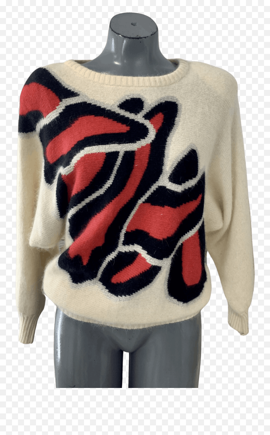 Vintage 80s Printed Sweater - Long Sleeve Emoji,Mixed Emotions Multi Colored Sweater