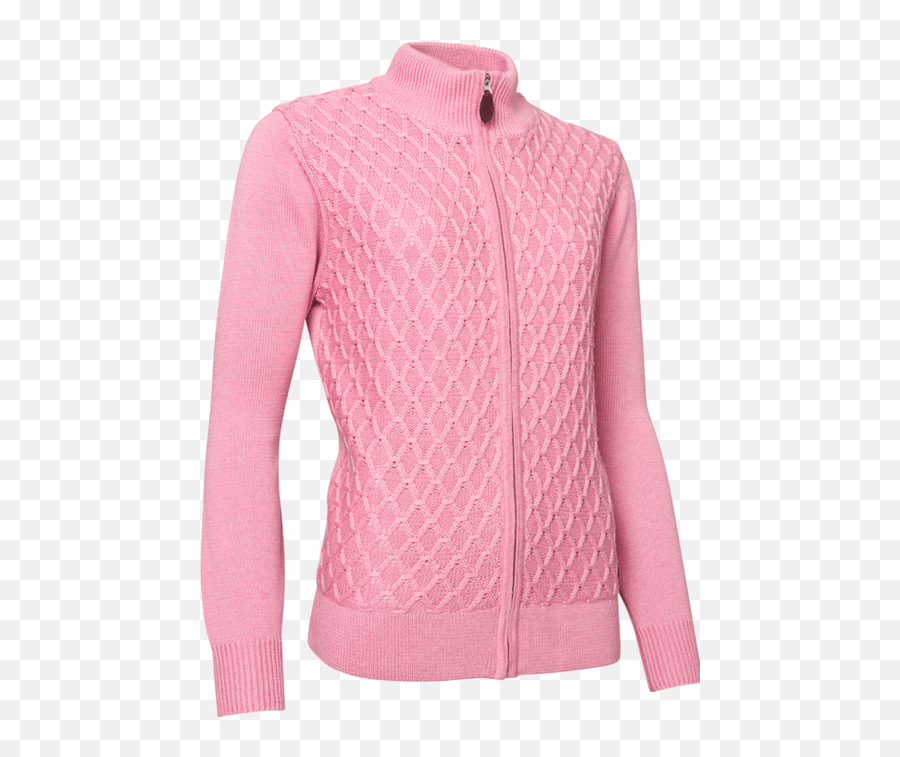 Abacus Sportswear Pink Knitted Golf Cardigan - Avondale Emoji,Emojis Fleece