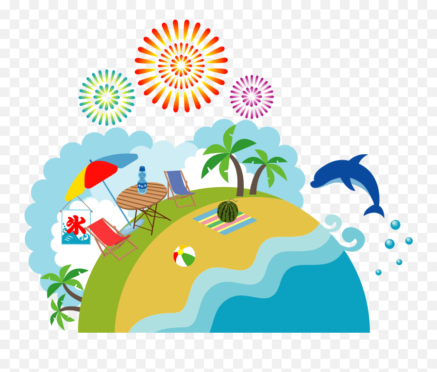 Fireworks Over The Beach In Summer Clipart Free Download Emoji,Fire Wroks Emoji
