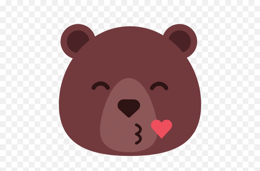 Bear Emoji Emoticon Heart Kiss - Sad Bear Face,Bear Emoji
