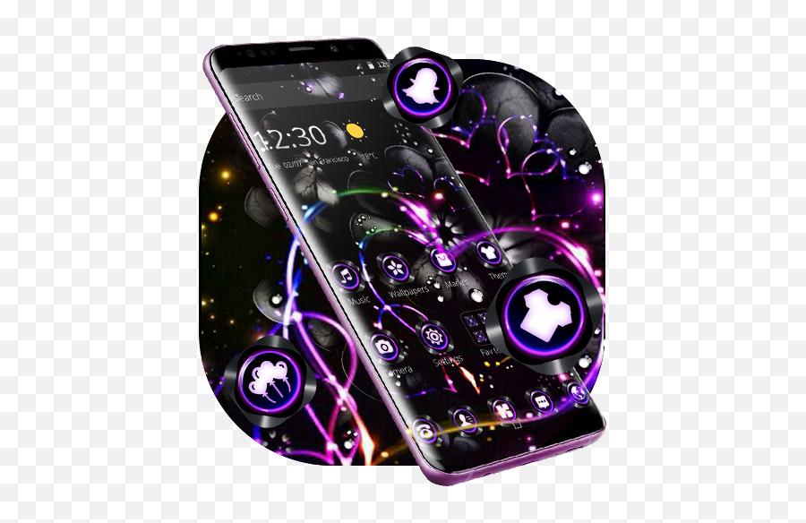 Violet Neon Black Flower Theme - Apps On Google Play Girly Emoji,Can't Put Emojis In Contacts Galaxy S5