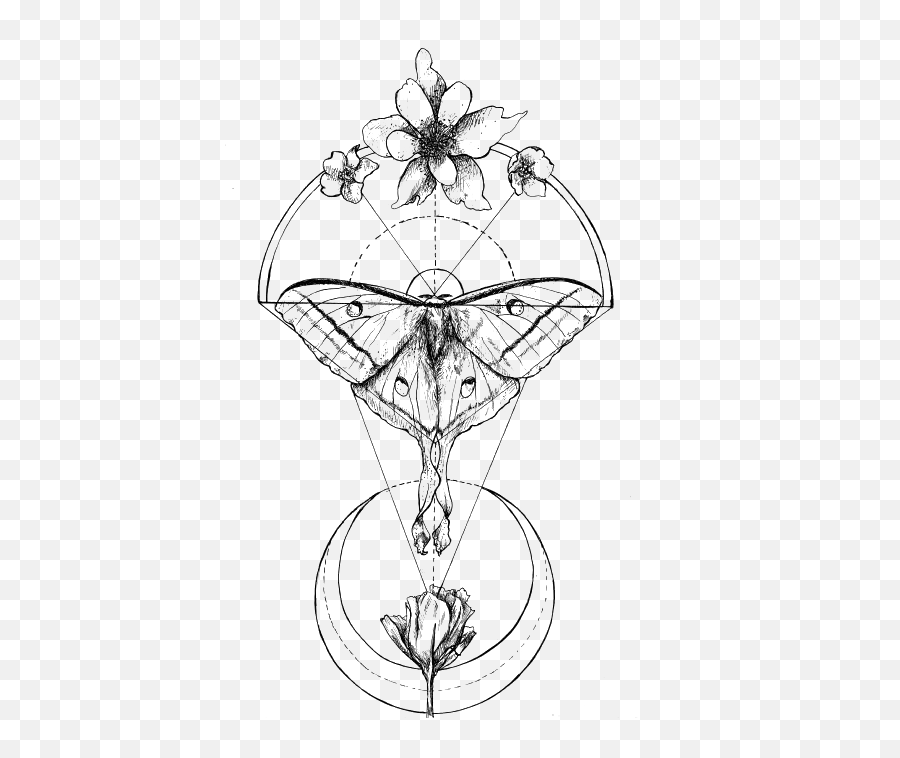 Download Butterfly Tattoo Moth Geometry - Geometric Moth Tattoo Emoji,Can Luna Moths Feel Emotions