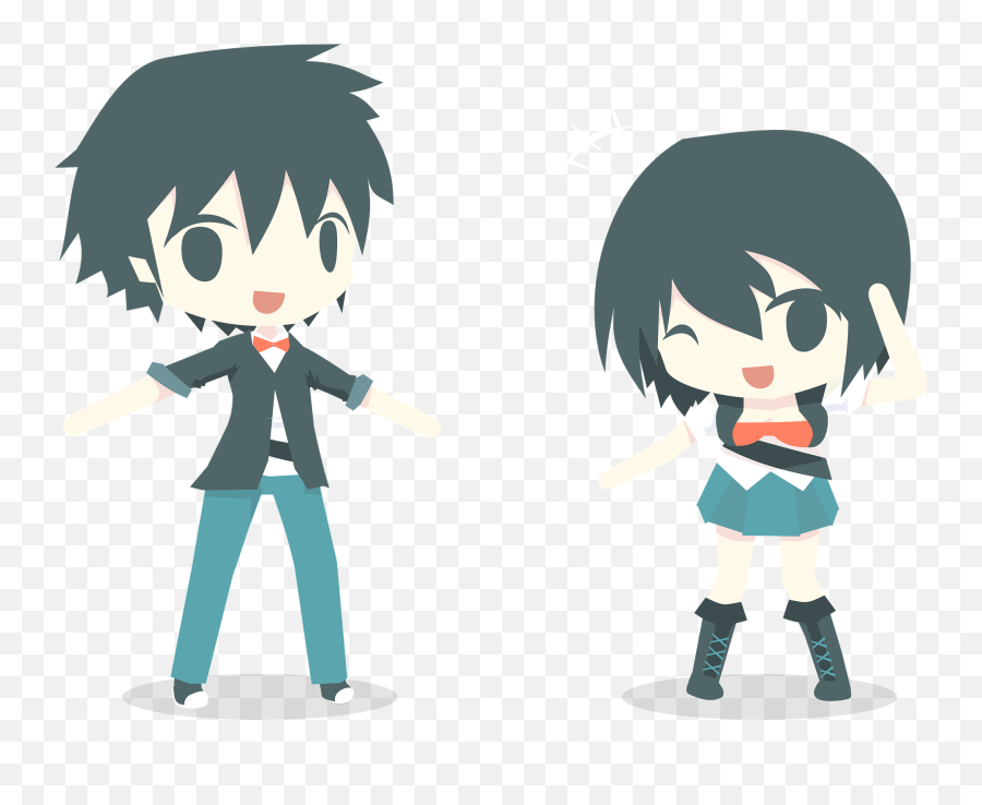 Boy And Girl With Black Hair Clipart Free Download - Fictional Character Emoji,Brown Haired Girl Emojis