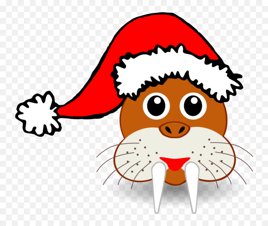 Animals In Santa Hats By Levi Gemmell - Clip Art Christmas Animal Emoji,Rudolph Reindeer Emoticon For Twitter