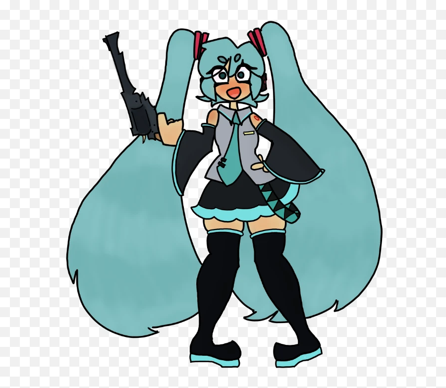 Hatsune Miku Has A Gun - Fictional Character Emoji,Miku Miku Dance Emotion Run