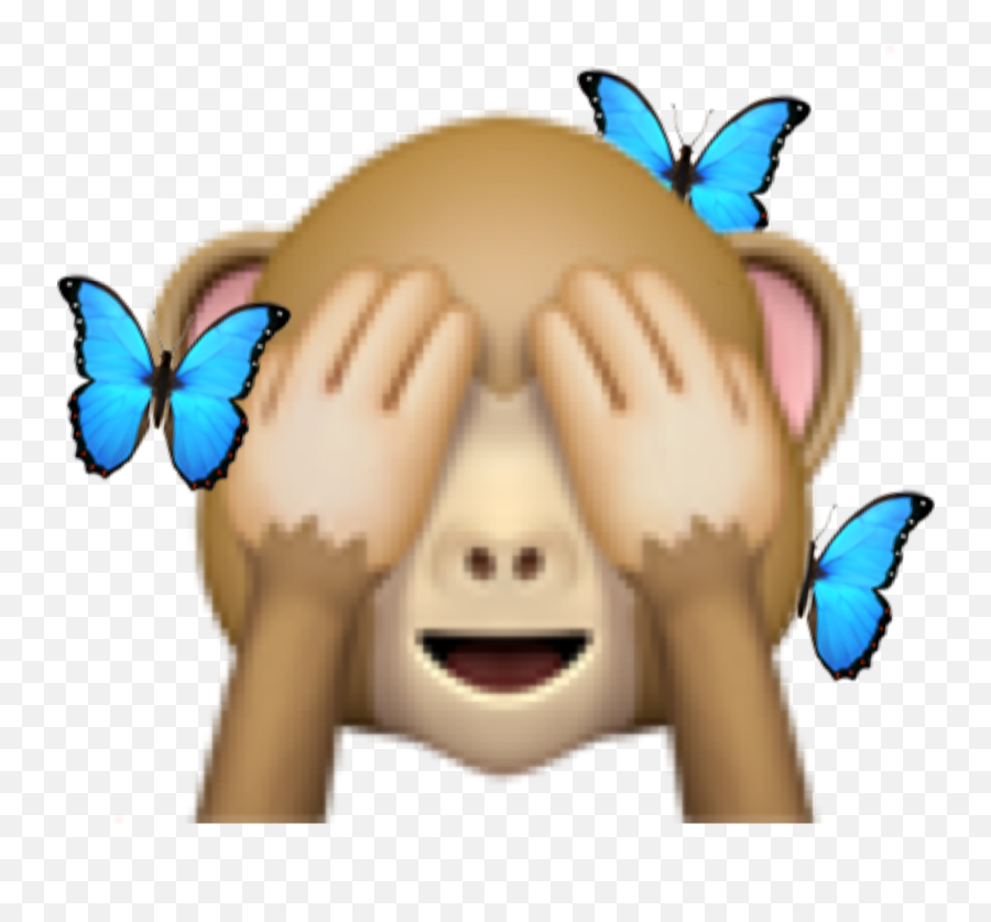 Cuteemoji Monkey Butterfly Nosee Sticker By Maddison - Transparent Png Monkey Eyes Emoji,Pictures Of Cute Emojis Of A Lot Of Monkeys